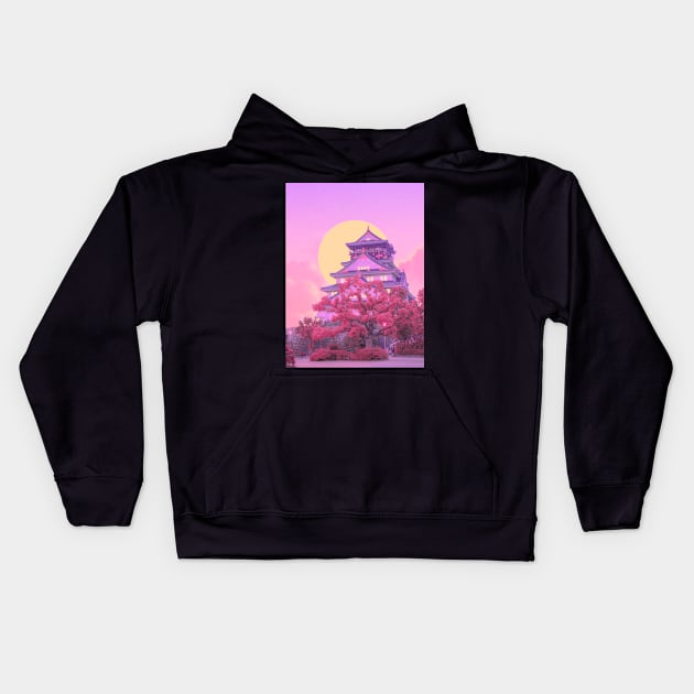 Pink Sunrise Kids Hoodie by funglazie